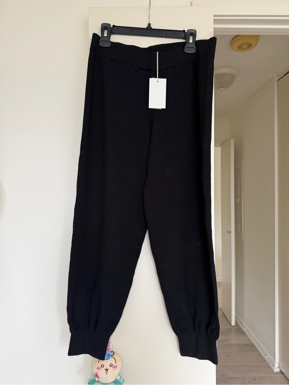Wilfred Black Knit Jogger Pants with Side Stripe
